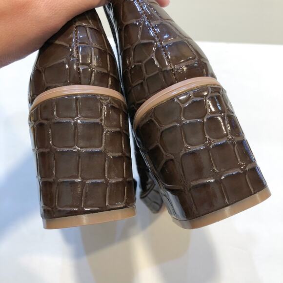 Urban Outfitters UO Bella Brown Croc Embossed Boots - Picture 8 of 12
